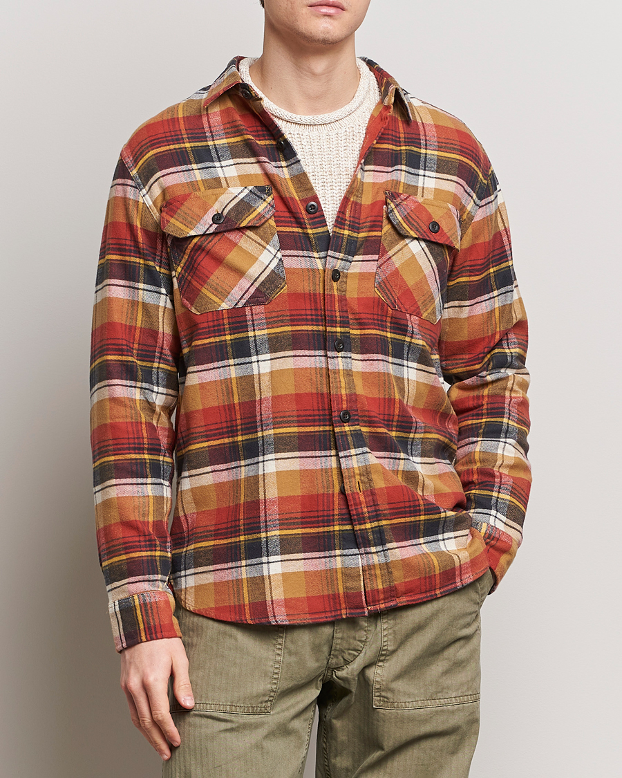 Herr | Casual | Pendleton | Burnside Flannel Shirt Tan/Red Plaid