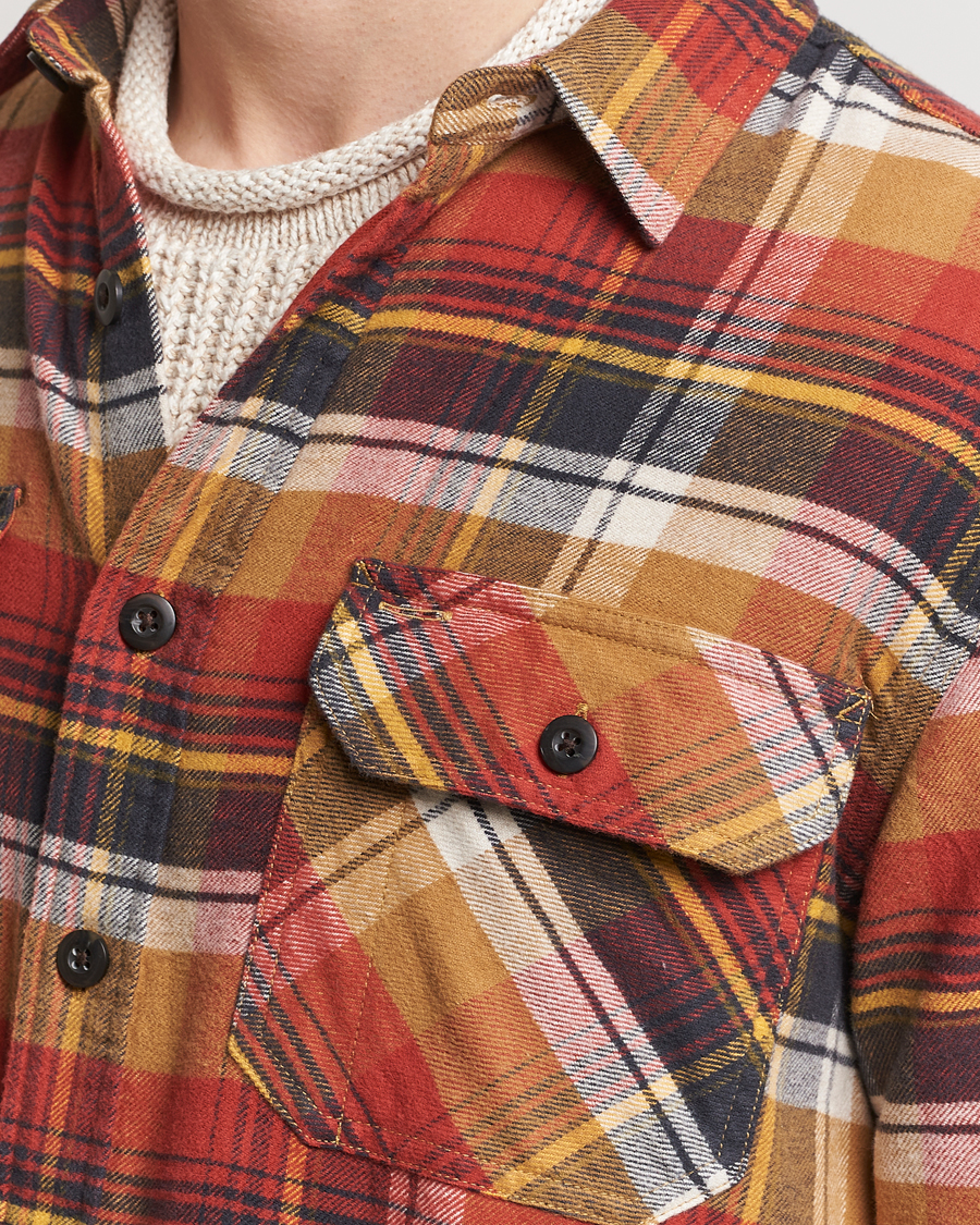 Herr | Skjortor | Pendleton | Burnside Flannel Shirt Tan/Red Plaid