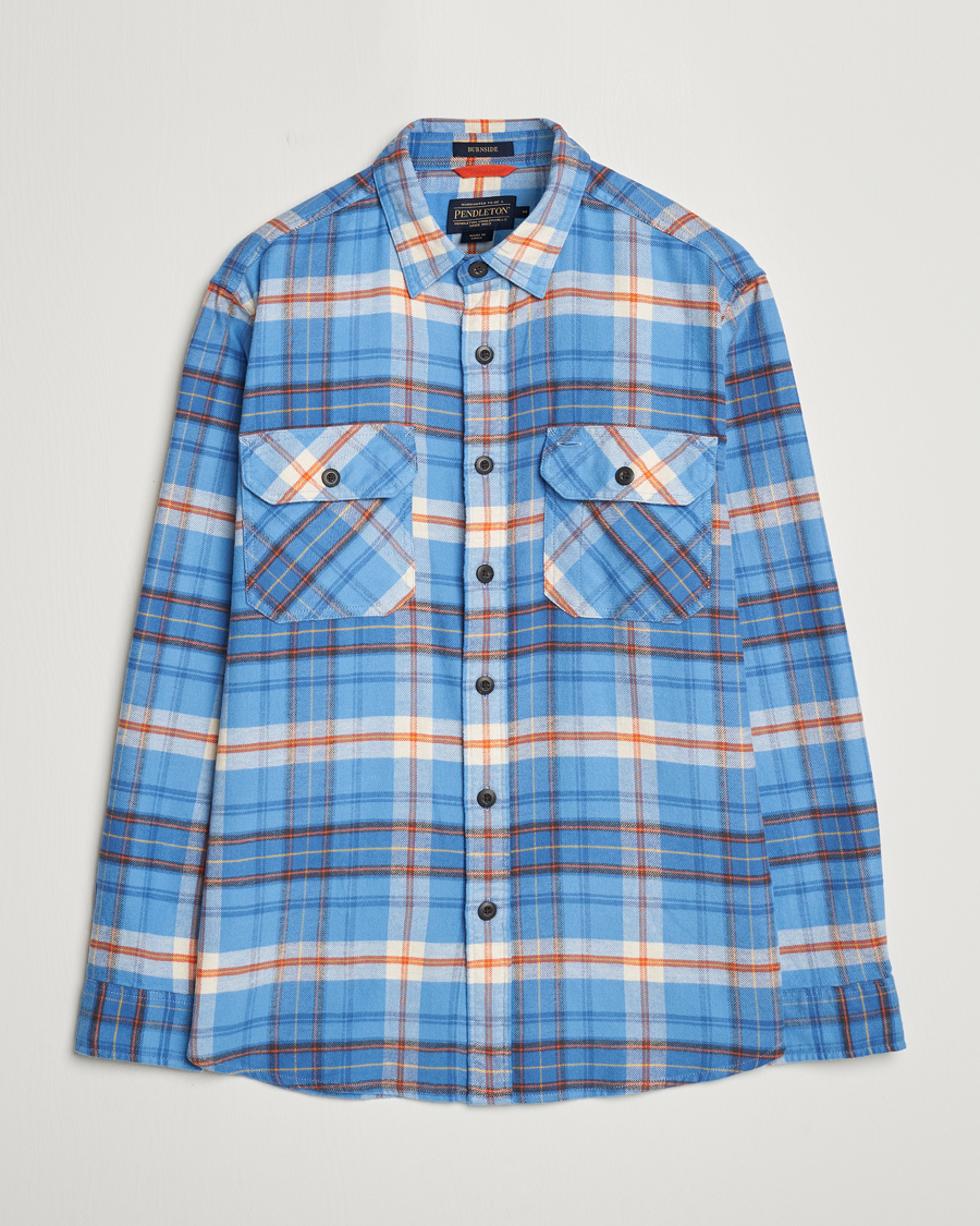 Herr | Skjortor | Pendleton | Burnside Flannel Shirt Blue/Red Plaid