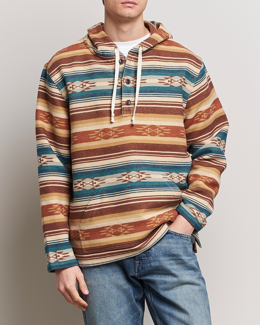 Herre | Hættetrøjer | Pendleton | Driftwood Hoody Azure/Brown Stripe