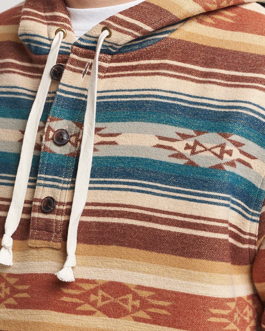 Herr | Tröjor | Pendleton | Driftwood Hoody Azure/Brown Stripe