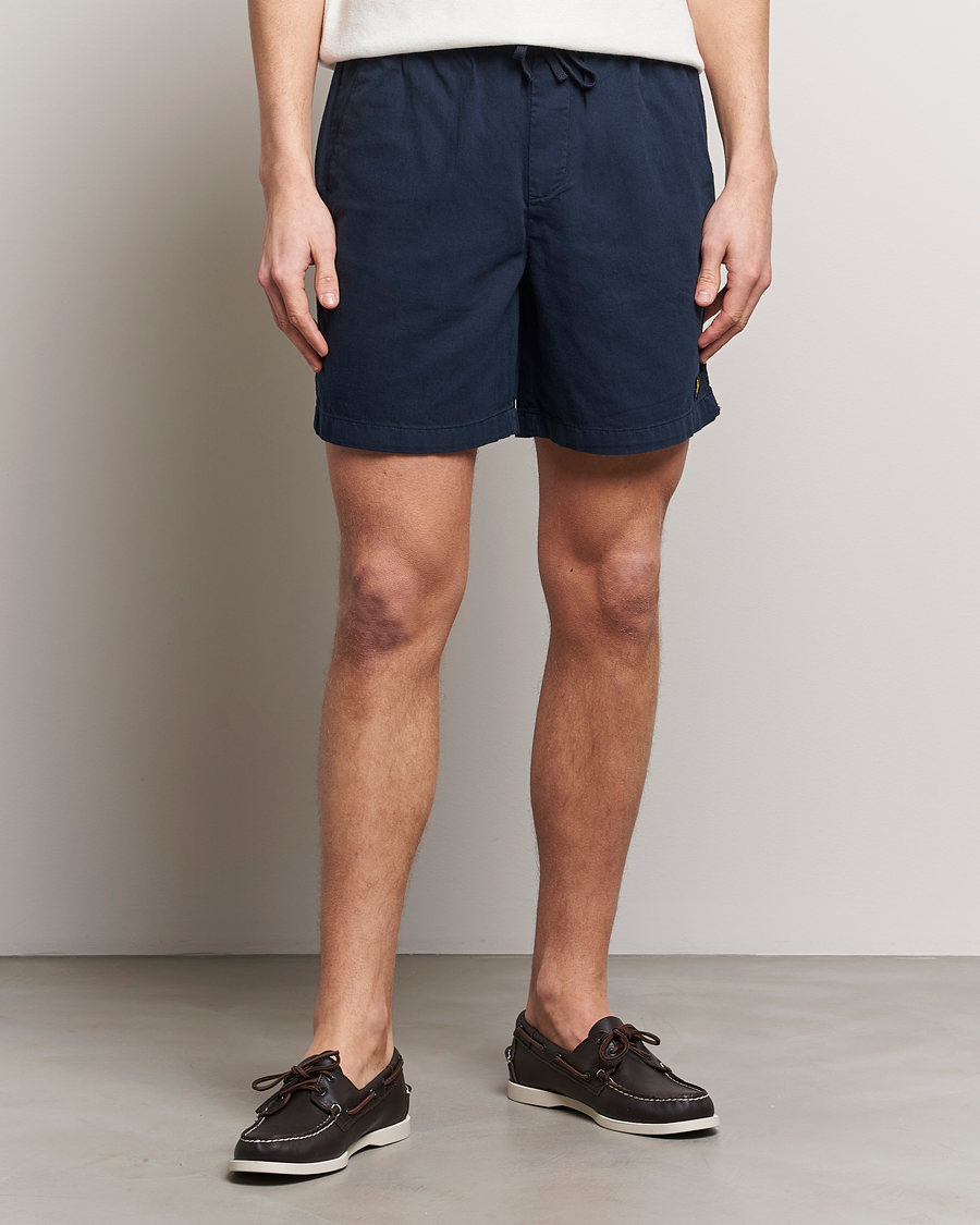 Herr | Linneshorts | Lyle & Scott | Linen Drawstring Shorts Dark Navy