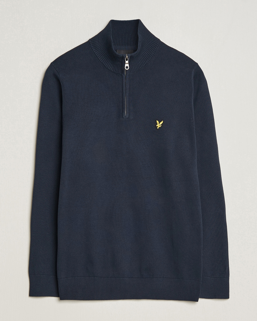 Herr | Tröjor | Lyle & Scott | Cotton Knitted Half Zip Dark Navy