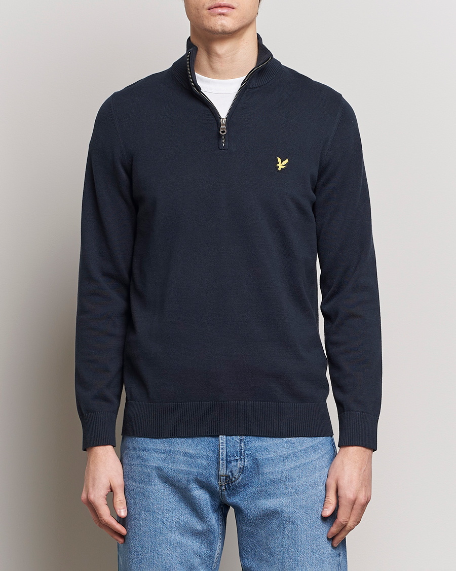 Herr | Half-zip | Lyle & Scott | Cotton Knitted Half Zip Dark Navy