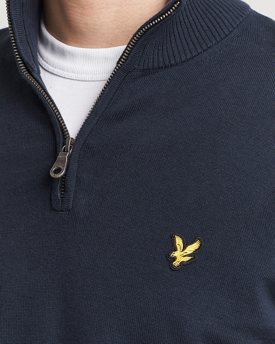 Herr | Tröjor | Lyle & Scott | Cotton Knitted Half Zip Dark Navy