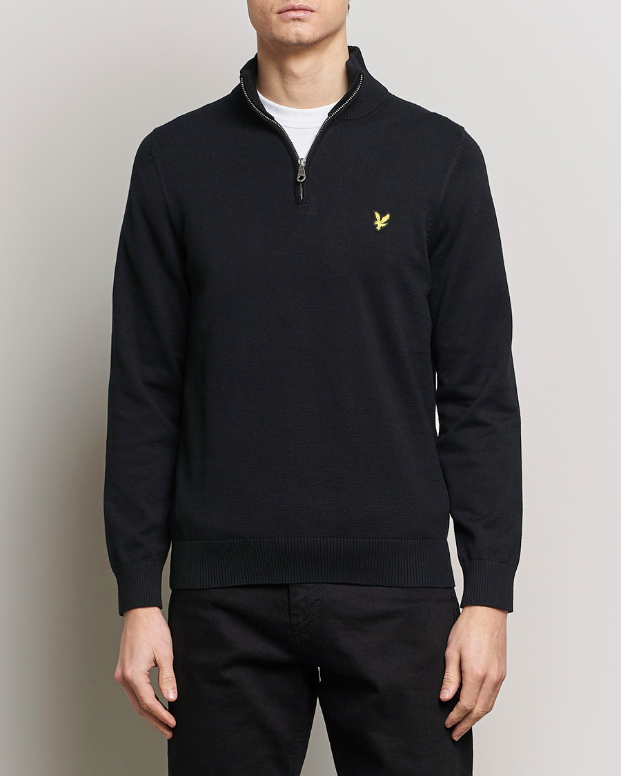 Herr | Realisation | Lyle & Scott | Cotton Knitted Half Zip Jet Black