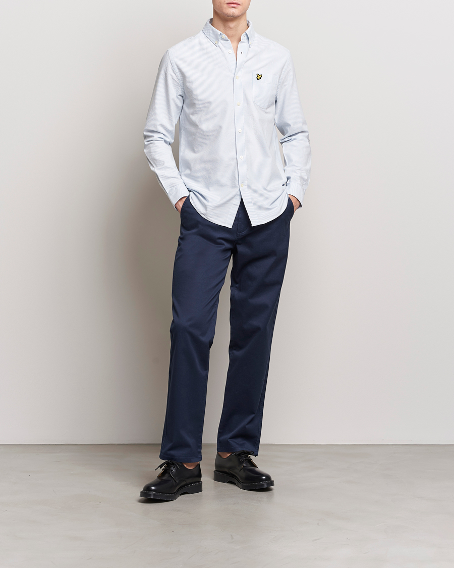 Herr | Skjortor | Lyle & Scott | Lightweight Oxford Striped Shirt Blue/White