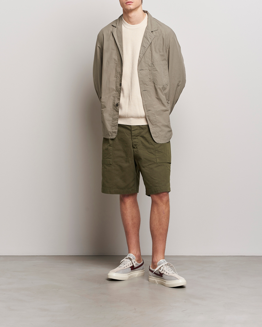Herr | Shorts | orSlow | Herringbone Cotton Cargo Short Army Green