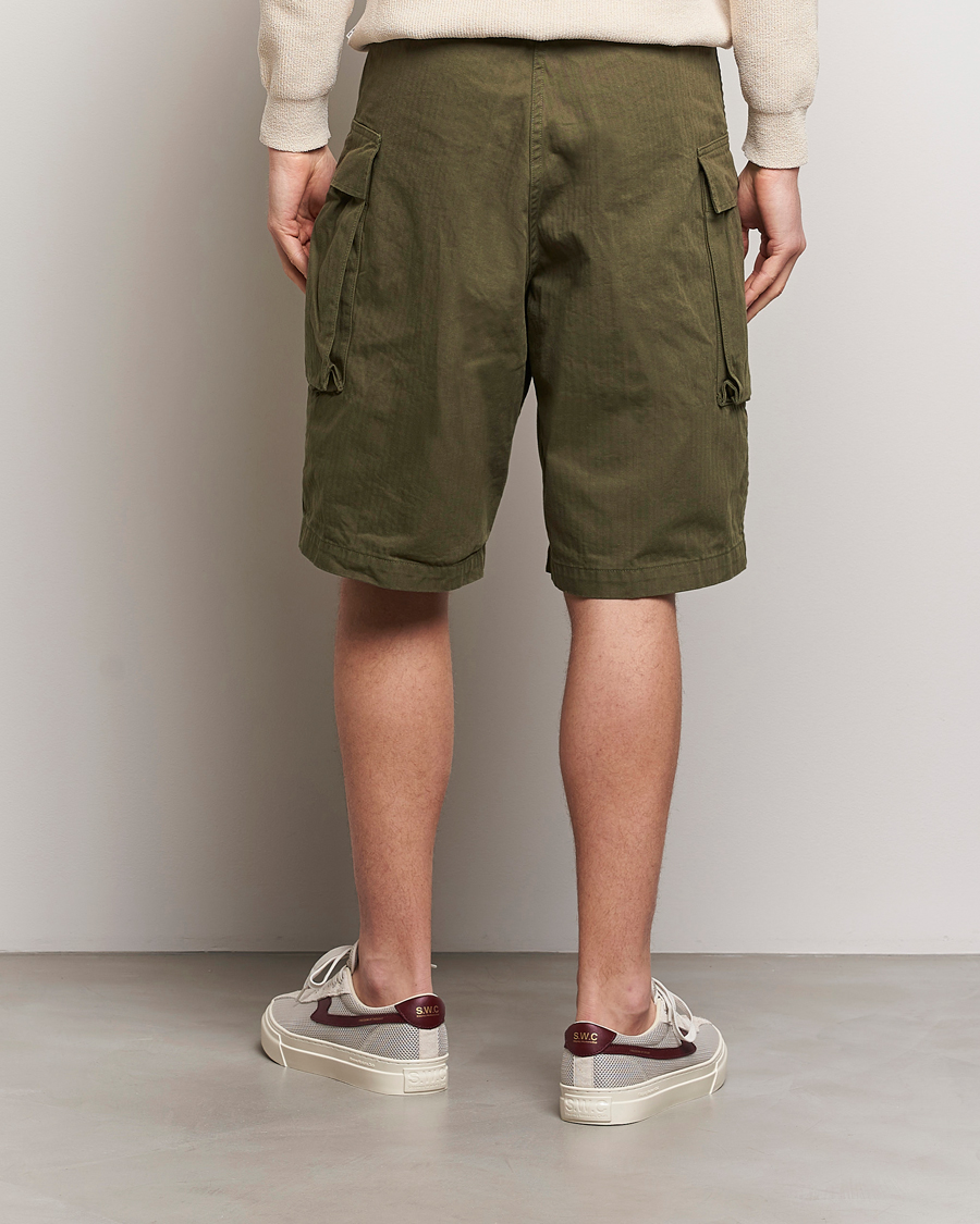 Herr | Shorts | orSlow | Herringbone Cotton Cargo Short Army Green