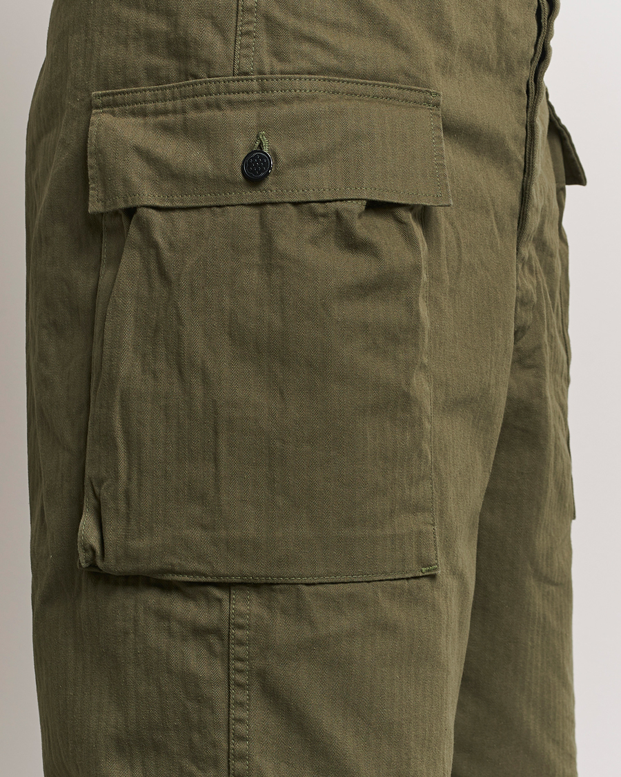 Herr | Shorts | orSlow | Herringbone Cotton Cargo Short Army Green