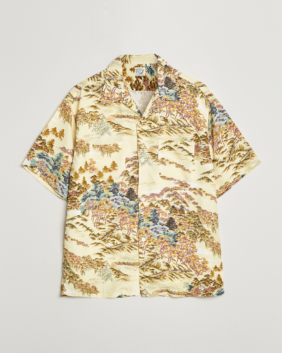 Herr | Skjortor | orSlow | Printed Rayon Camp Shirt Yellow
