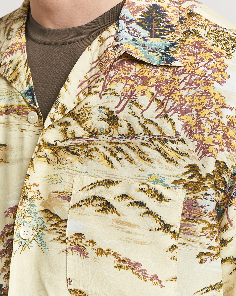Herr | Skjortor | orSlow | Printed Rayon Camp Shirt Yellow