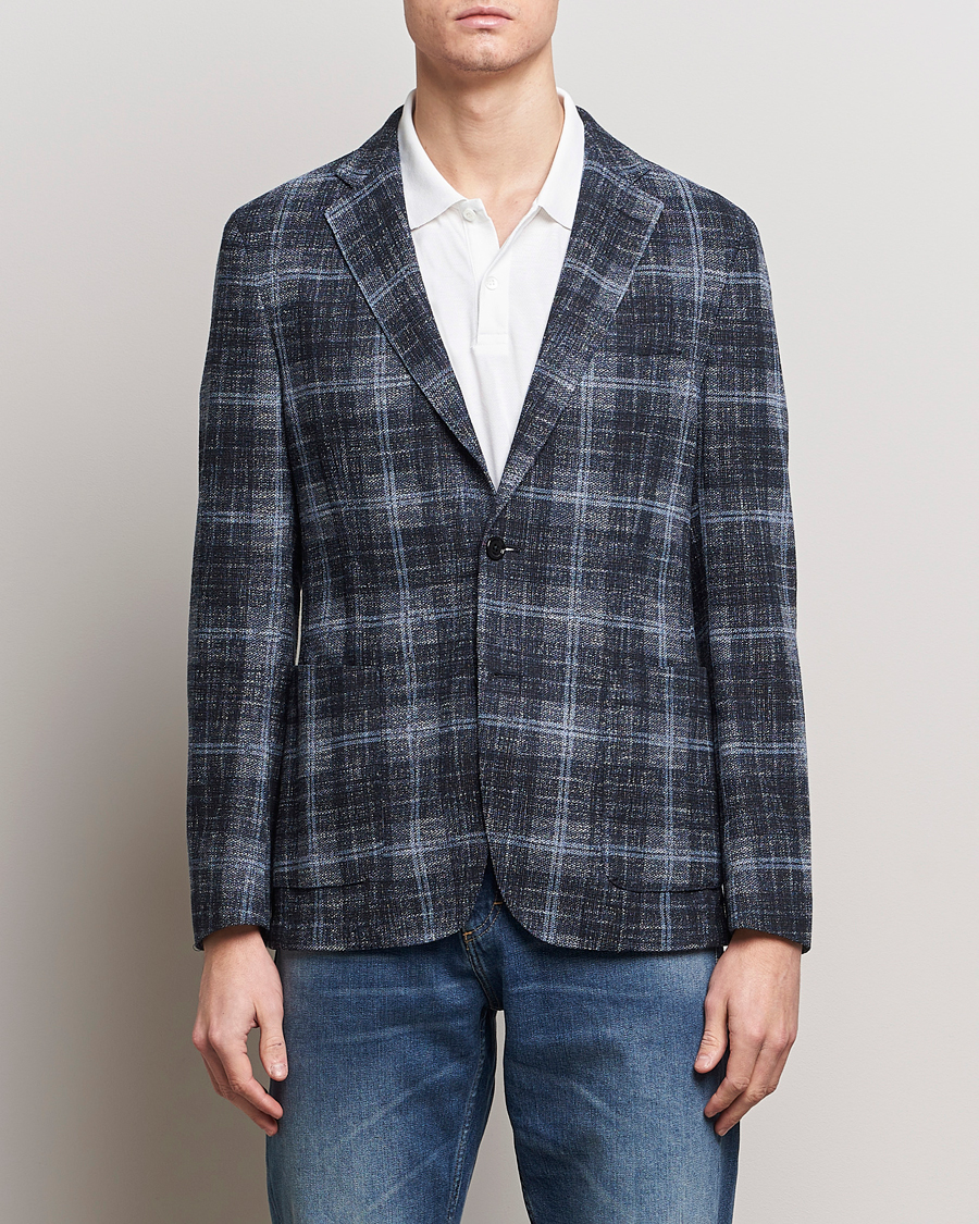 Herr | Kläder | BOSS BLACK | Hanry Checked Jersey Blazer Dark Blue