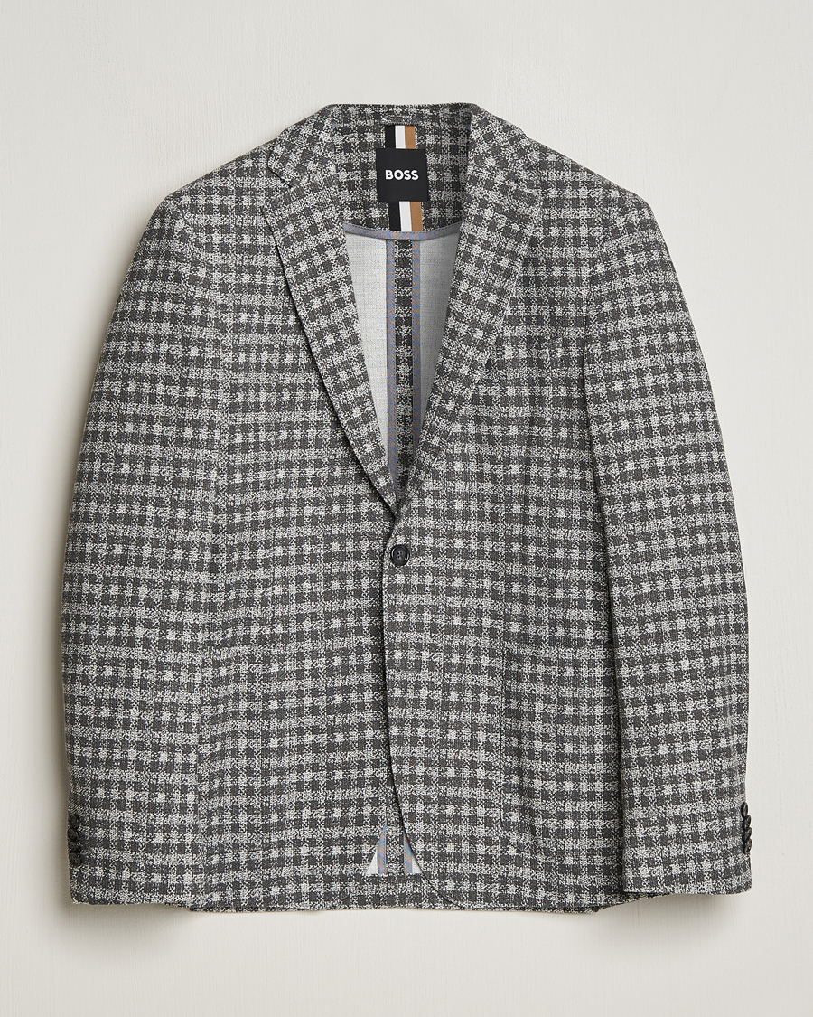 Herr | Kavajer | BOSS BLACK | Hanry Checked Jersey Blazer Silver