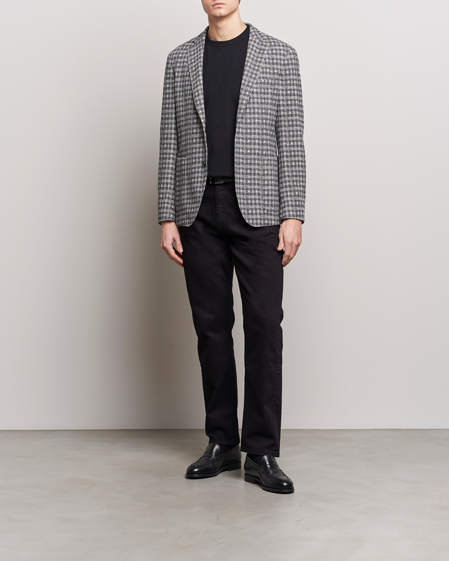 Herr | Kavajer | BOSS BLACK | Hanry Checked Jersey Blazer Silver