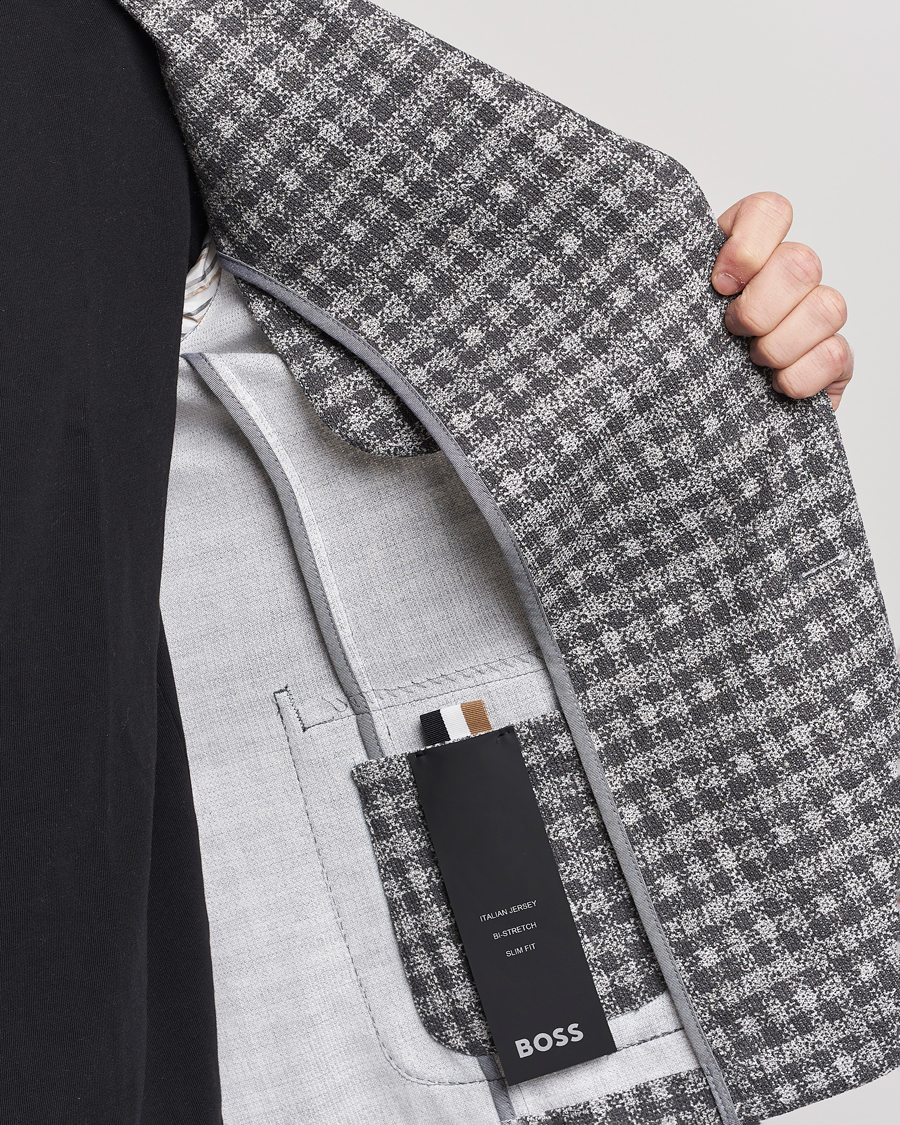Herr | Kavajer | BOSS BLACK | Hanry Checked Jersey Blazer Silver