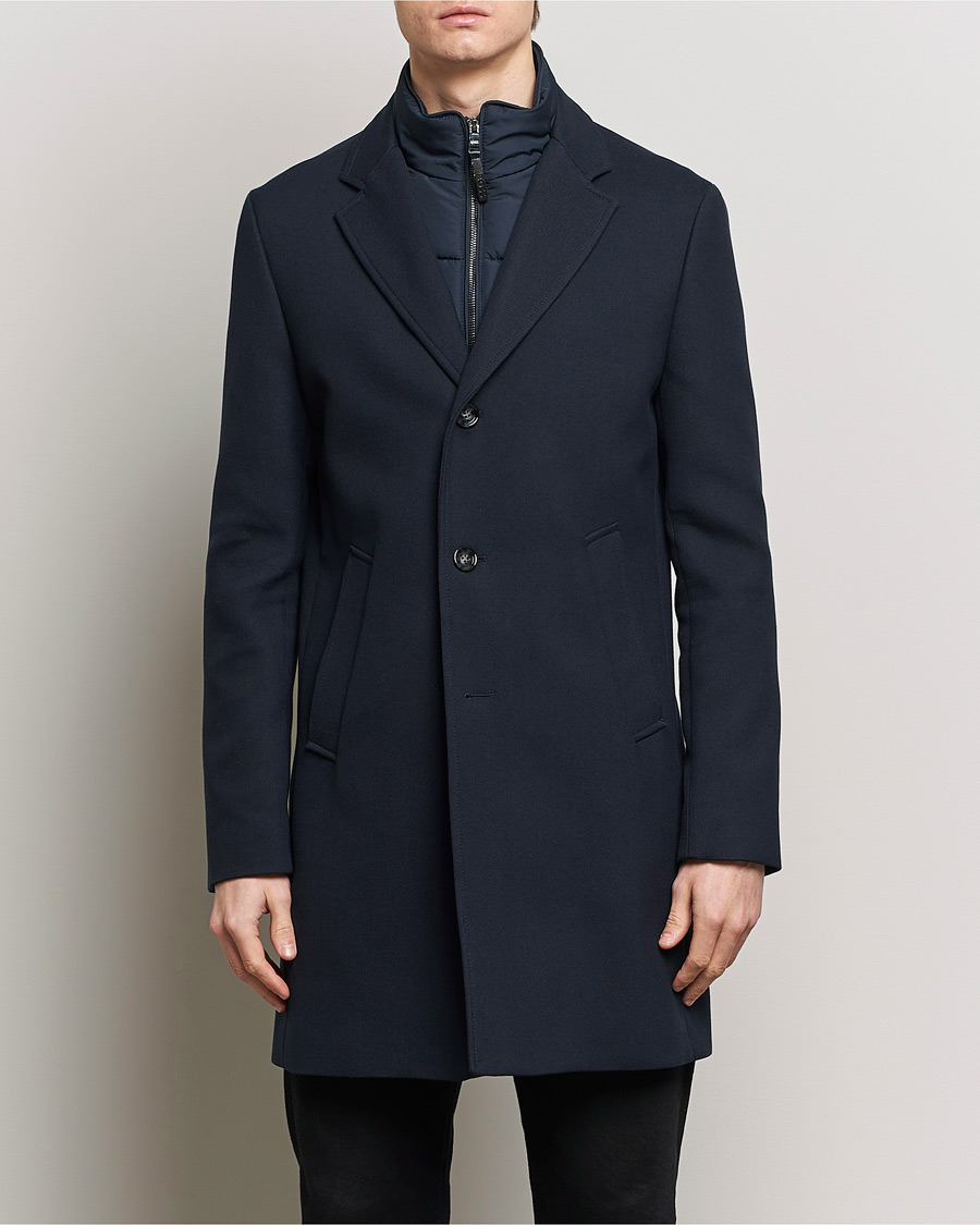 Herr | Dressade jackor | BOSS BLACK | Hyde Cotton Coat Dark Blue