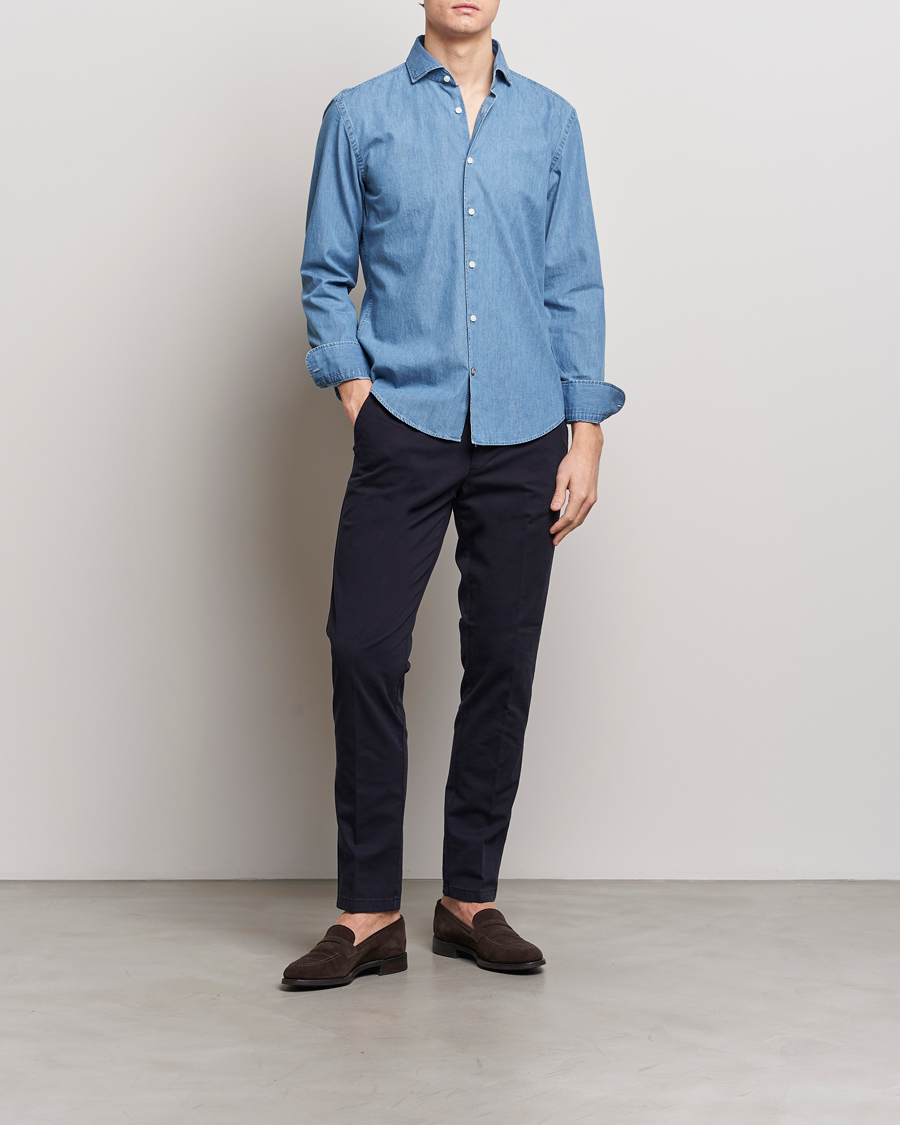 Herr | Skjortor | BOSS BLACK | Hal Cotton Shirt Medium Blue