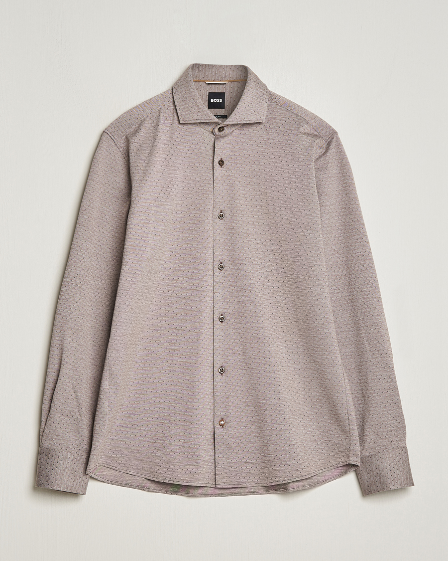 Herr | Skjortor | BOSS BLACK | Hal Cotton Jersey Shirt Open Brown