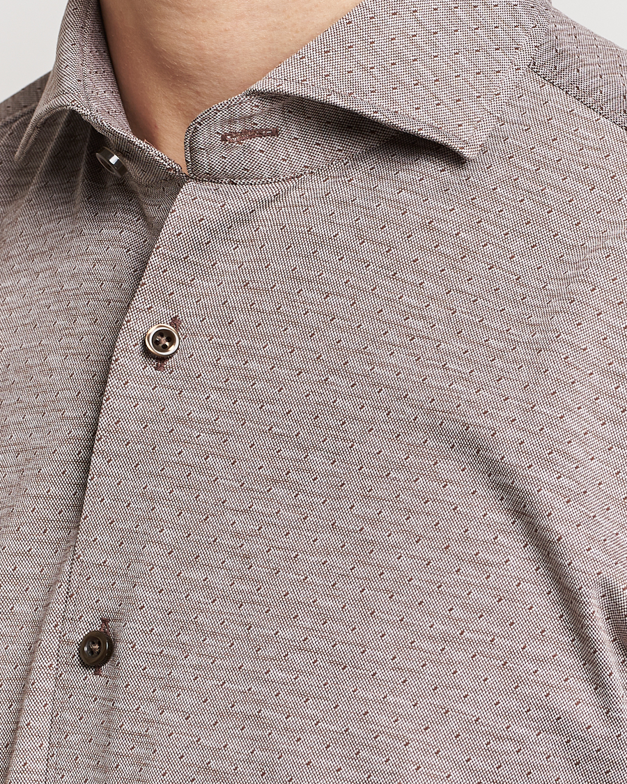 Herr | Skjortor | BOSS BLACK | Hal Cotton Jersey Shirt Open Brown
