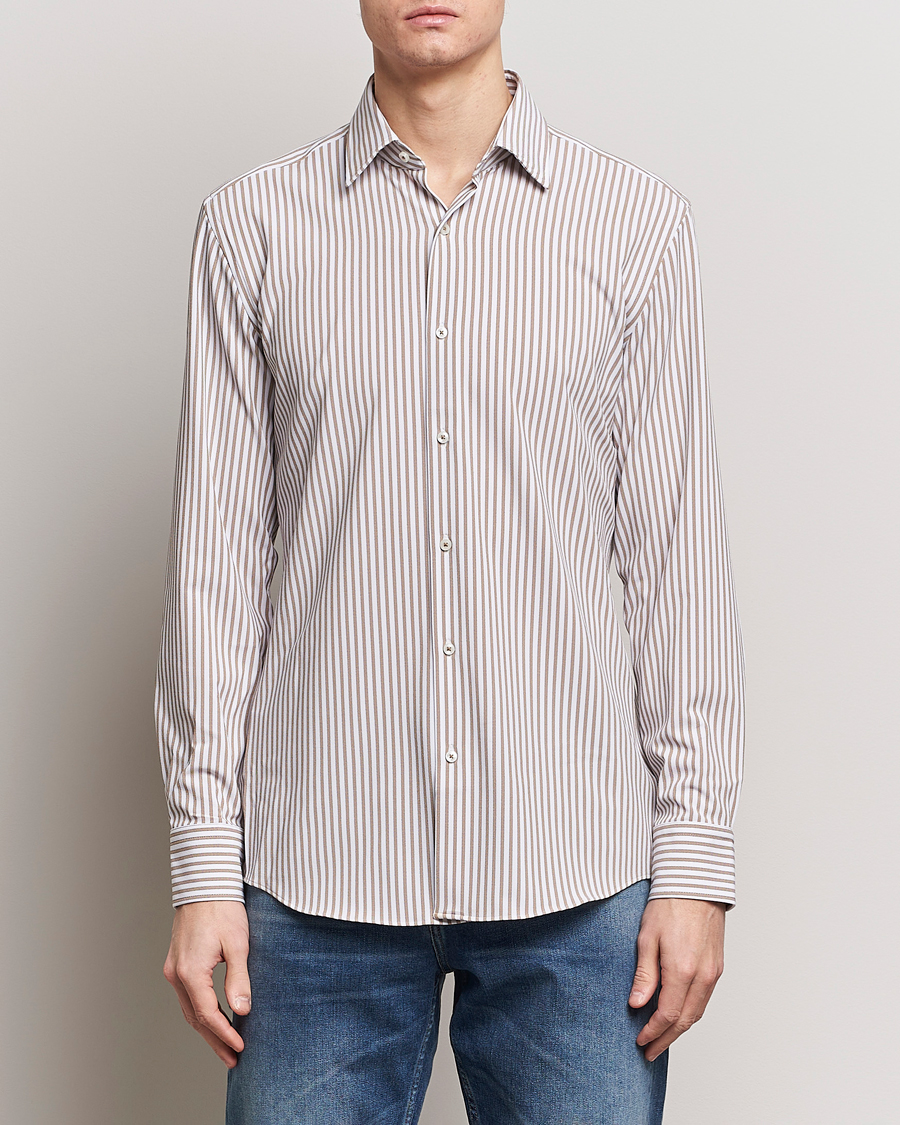 Herr | Avdelningar | BOSS BLACK | Hank 4-Way Stretch Striped Shirt Medium Beige