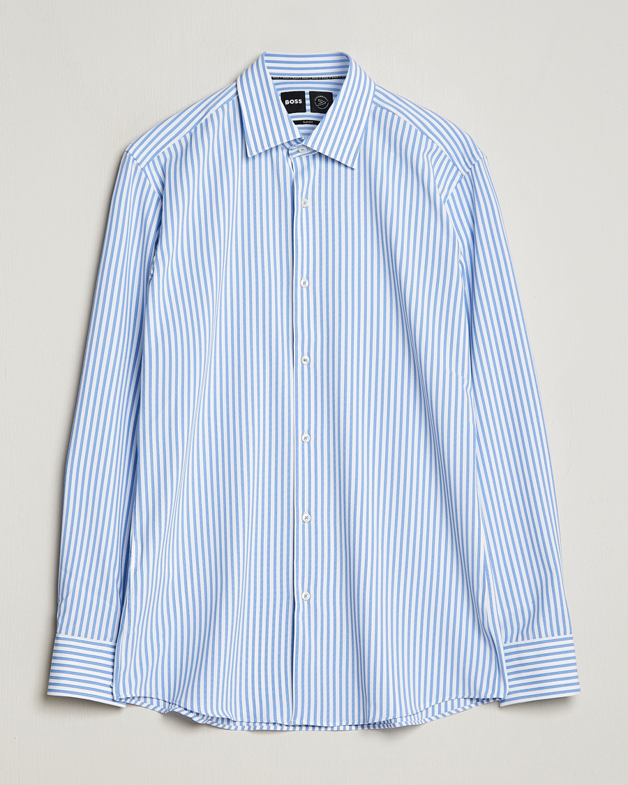 Herr | Skjortor | BOSS BLACK | Hank 4-Way Stretch Striped Shirt Light Blue