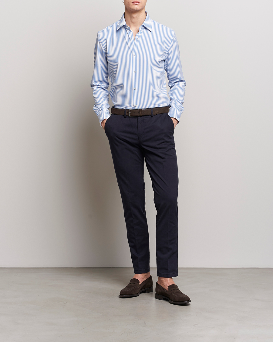Herr | Skjortor | BOSS BLACK | Hank 4-Way Stretch Striped Shirt Light Blue