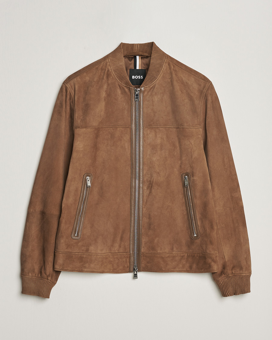 Herr | Jackor | BOSS BLACK | Malbano Leather Jacket Open Brown