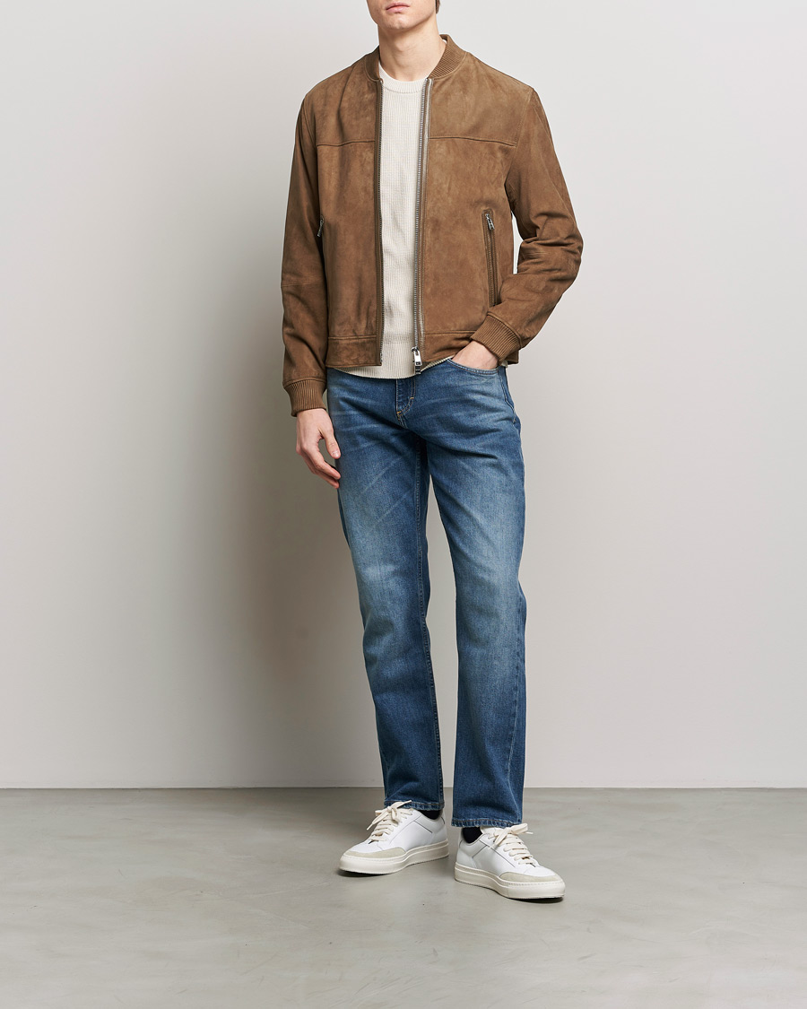 Herr | Jackor | BOSS BLACK | Malbano Leather Jacket Open Brown