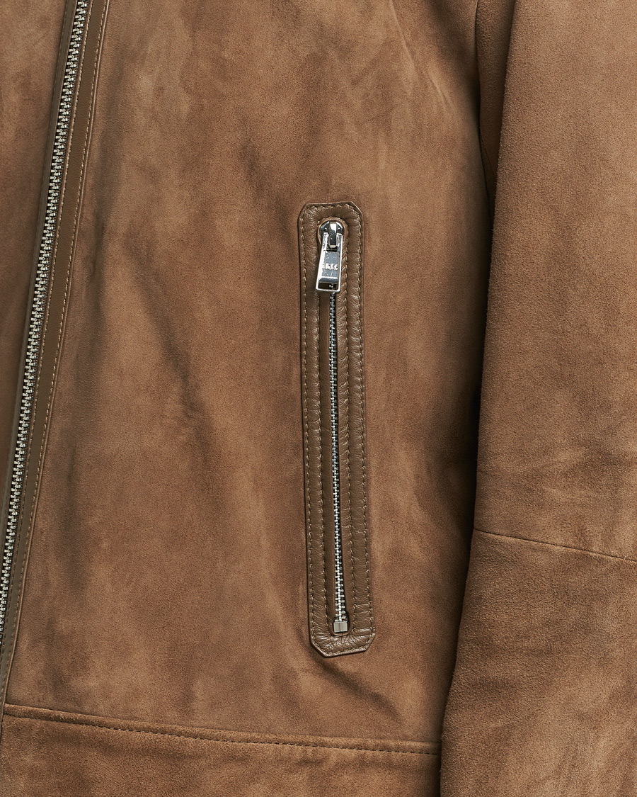 Herr | Jackor | BOSS BLACK | Malbano Leather Jacket Open Brown