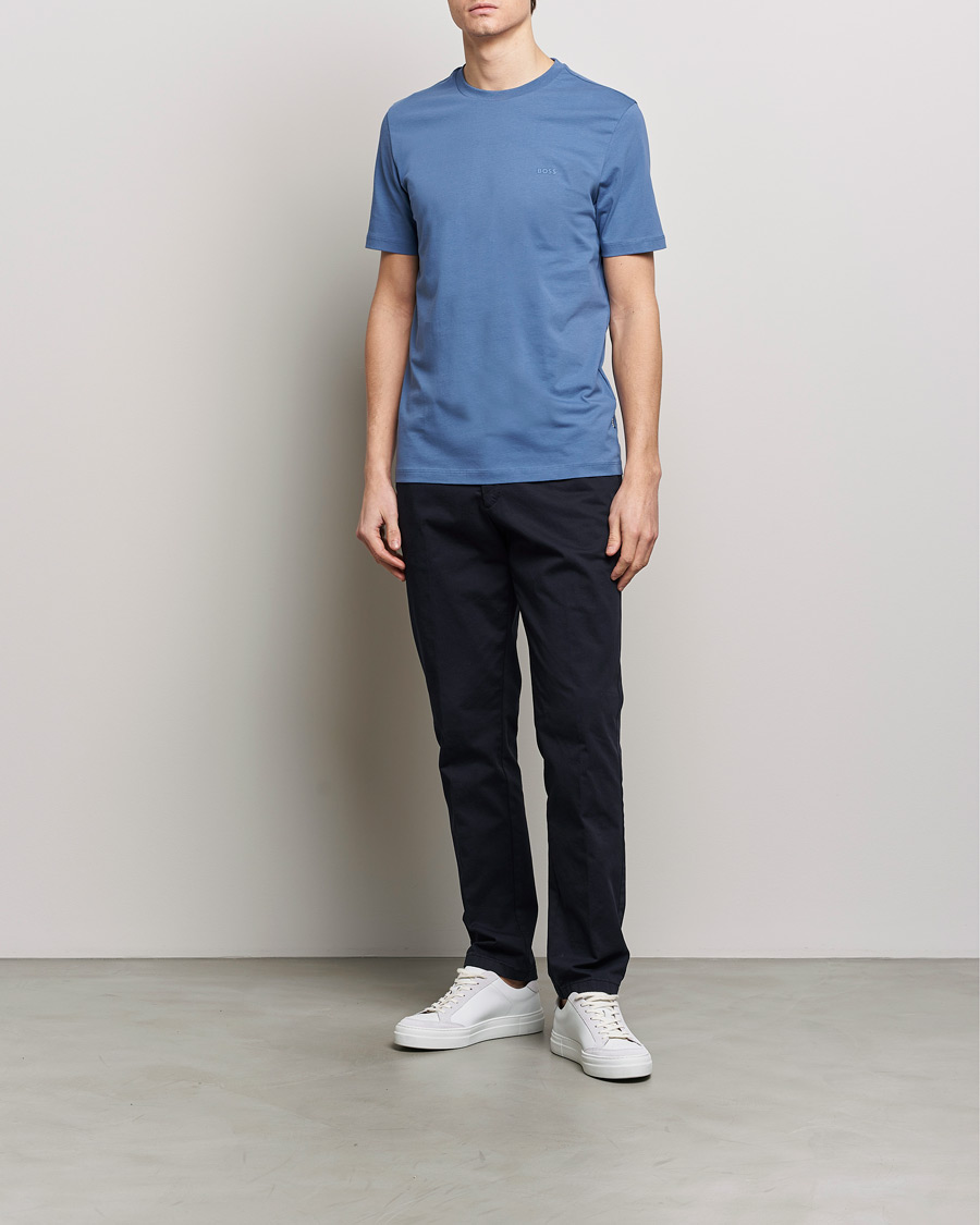 Herr | T-Shirts | BOSS BLACK | Thompson Crew Neck T-Shirt Open Blue