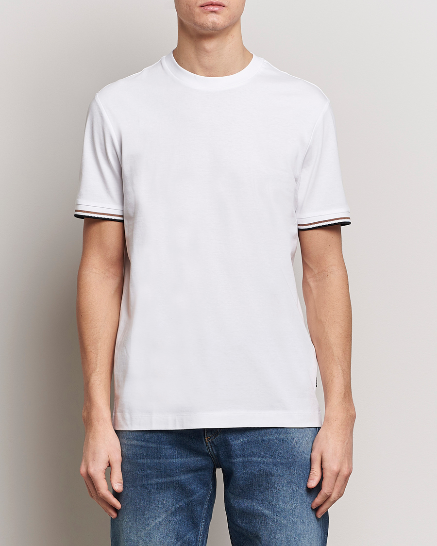 Herr | Vita t-shirts | BOSS BLACK | Thompson Tipped Crew Neck T-Shirt White