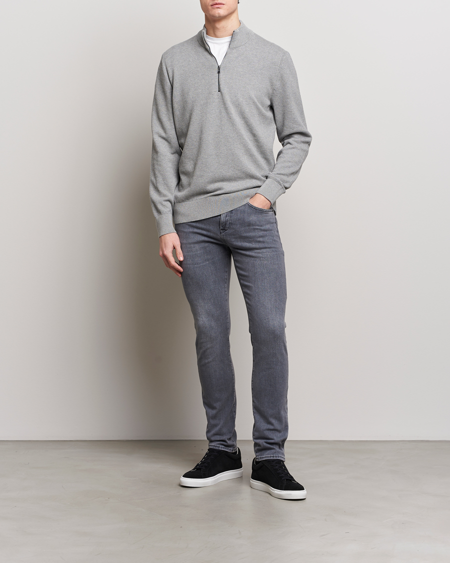Herr | Tröjor | BOSS BLACK | Ebrando Knitted Half-Zip Silver