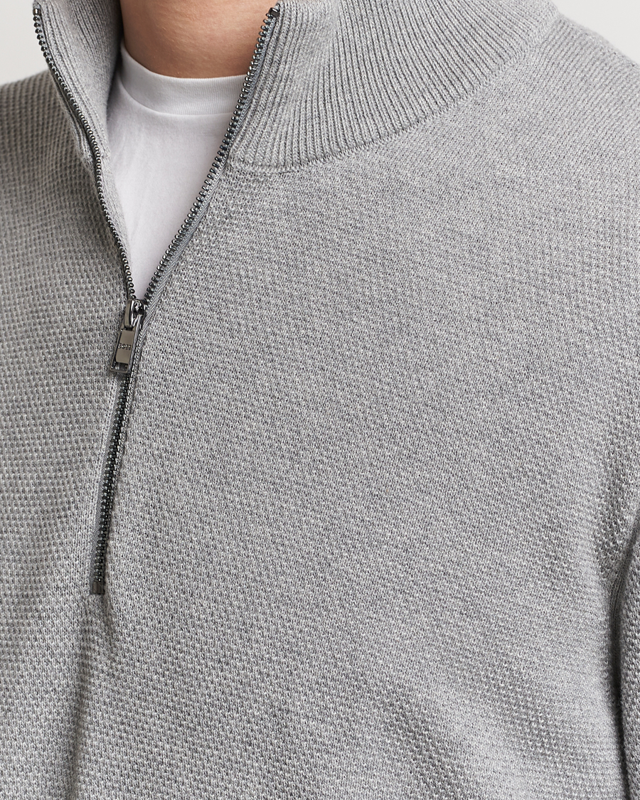 Herr | Tröjor | BOSS BLACK | Ebrando Knitted Half-Zip Silver