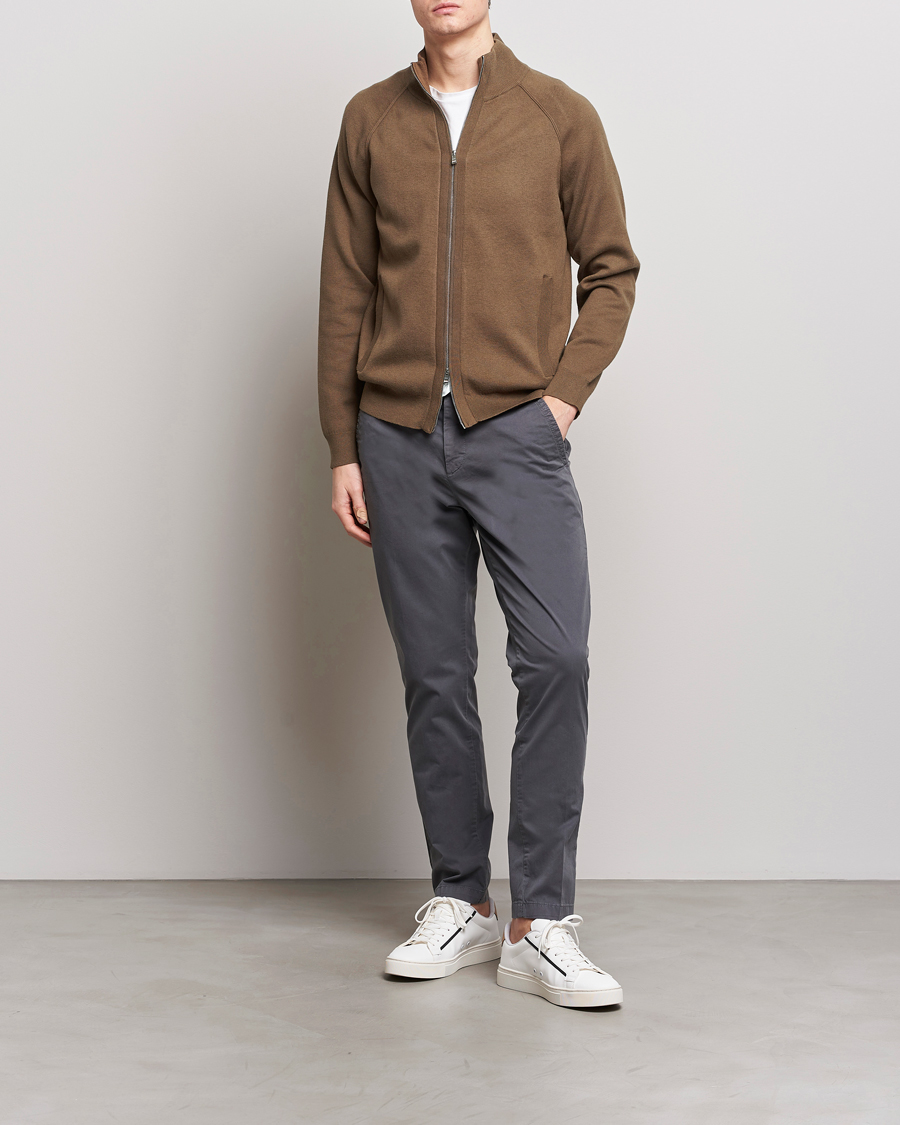 Herr | Tröjor | BOSS BLACK | Perrone Knitted Full-Zip Open Brown