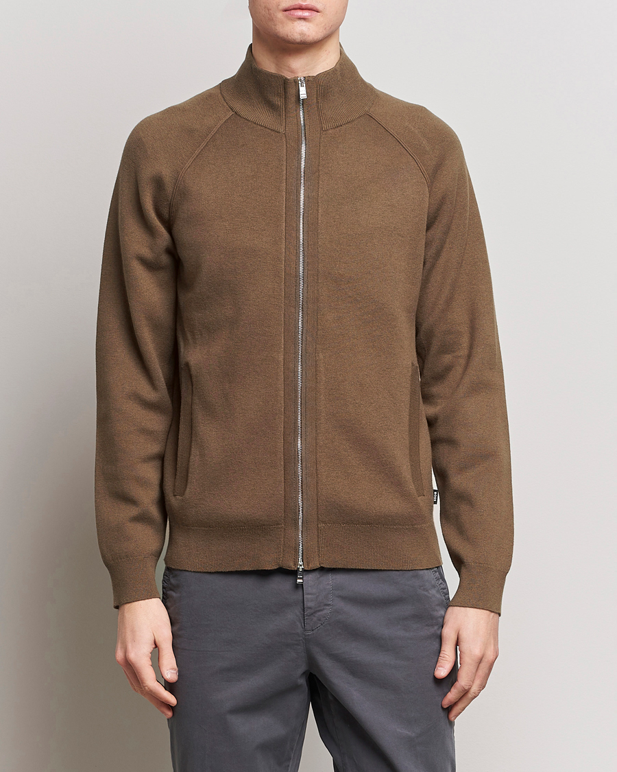 Herr | Realisation | BOSS BLACK | Perrone Knitted Full-Zip Open Brown