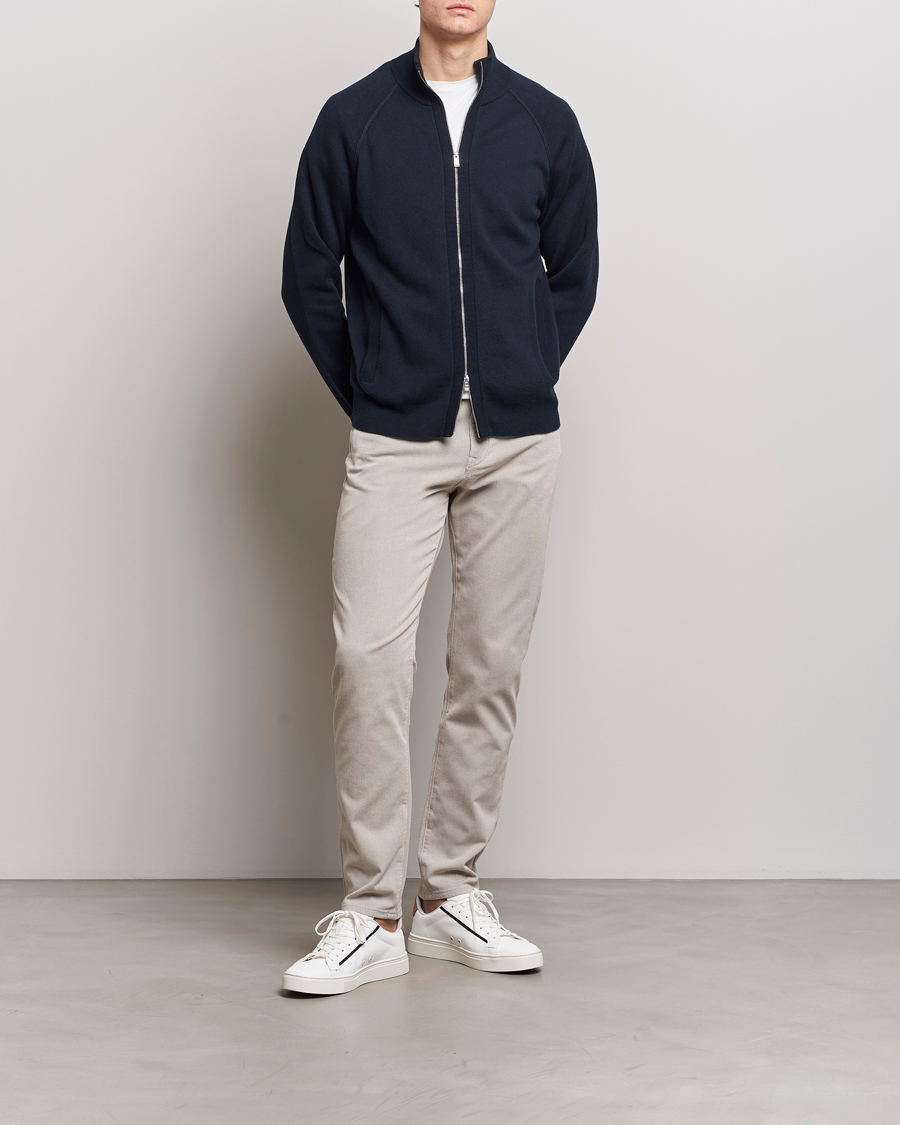 Herr | Tröjor | BOSS BLACK | Perrone Knitted Full-Zip Dark Blue