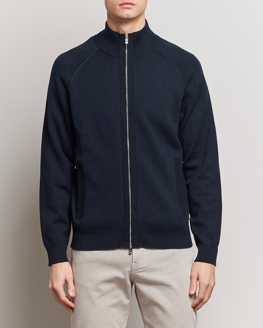 Herr | Lojalitetserbjudande | BOSS BLACK | Perrone Knitted Full-Zip Dark Blue