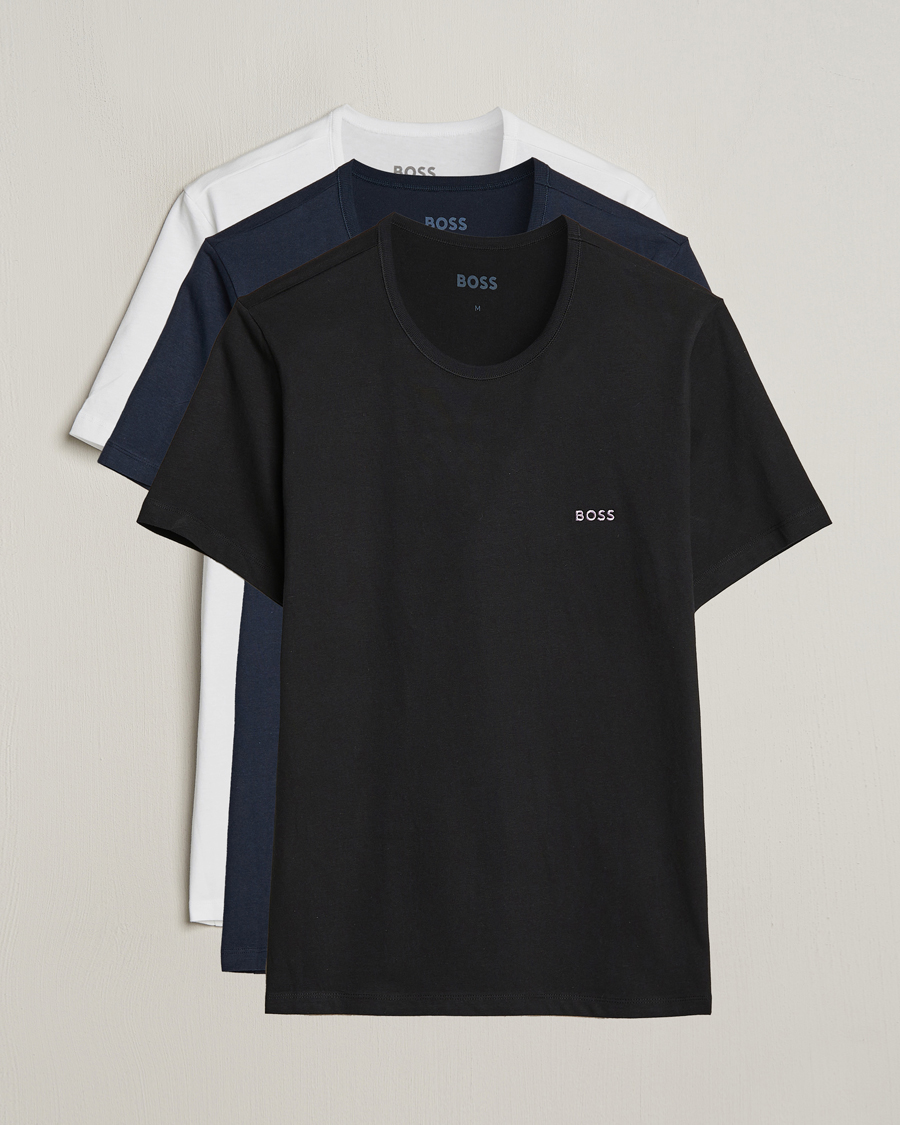 Herr | T-Shirts | BOSS BLACK | 3-Pack Crew Neck T-Shirt Black/White/Blue