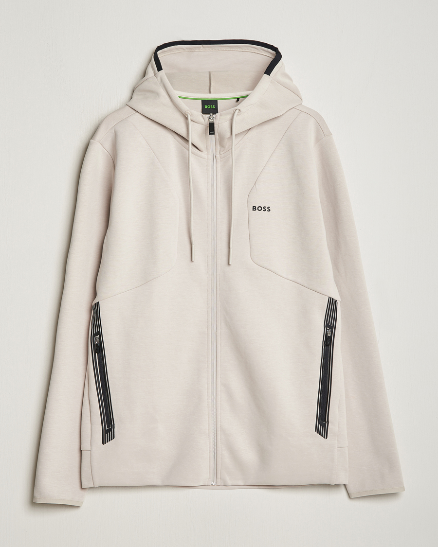 Herr | Tröjor | BOSS GREEN | Saggy Full-Zip Hoodie Light Beige