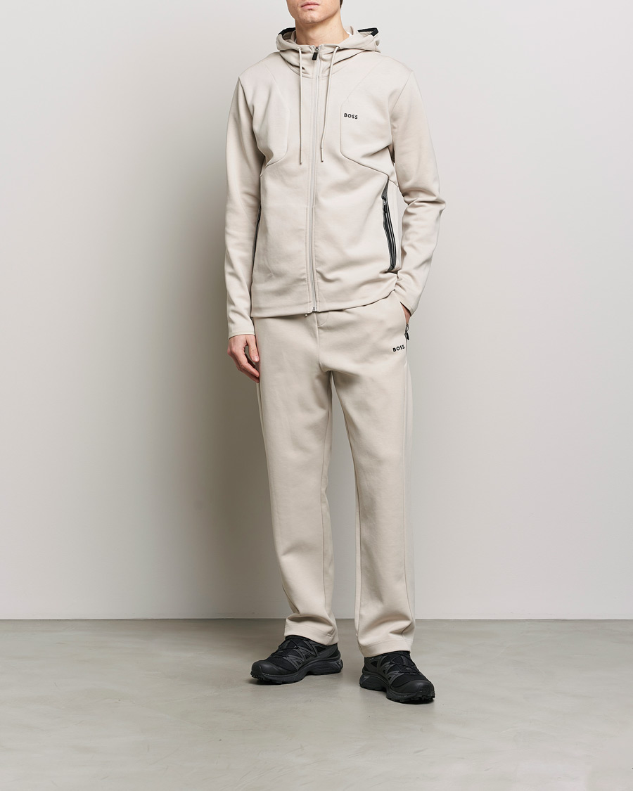Herr | Tröjor | BOSS GREEN | Saggy Full-Zip Hoodie Light Beige