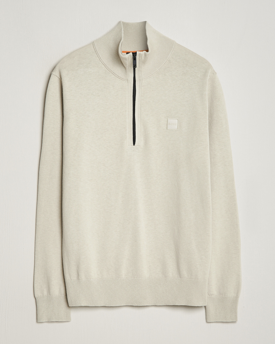 Herr | Tröjor | BOSS ORANGE | Kanobix Knitted Half-Zip Light Beige