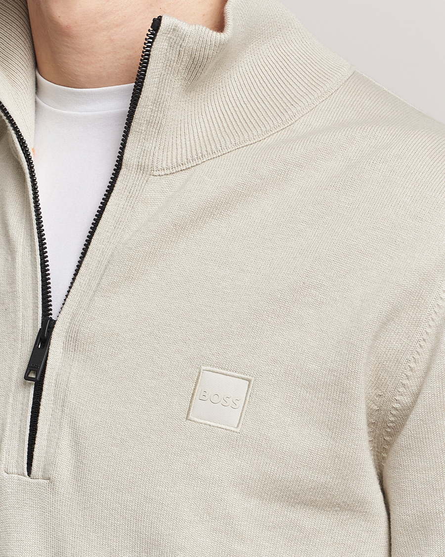 Herr | Tröjor | BOSS ORANGE | Kanobix Knitted Half-Zip Light Beige