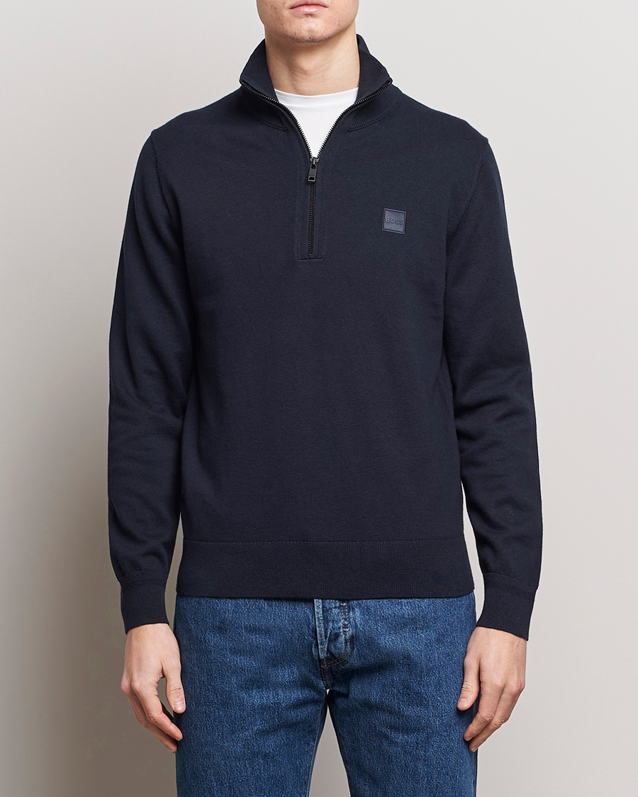 Men | BOSS ORANGE | BOSS ORANGE | Kanobix Knitted Half-Zip Dark Blue