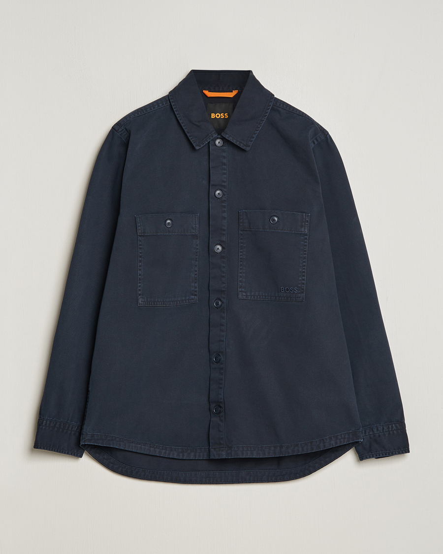 Herr | Skjortor | BOSS ORANGE | Locky Cotton Overshirt Dark Blue