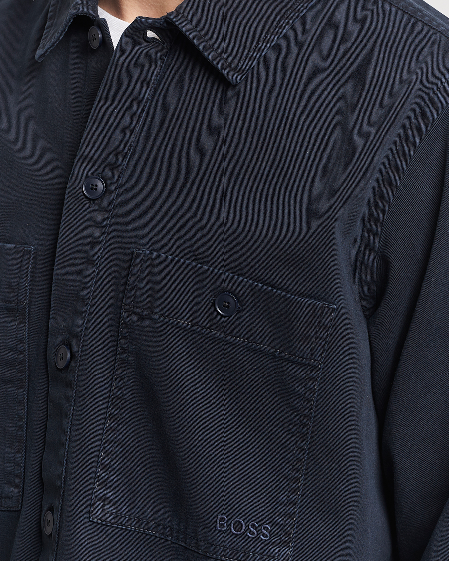 Herr | Skjortor | BOSS ORANGE | Locky Cotton Overshirt Dark Blue