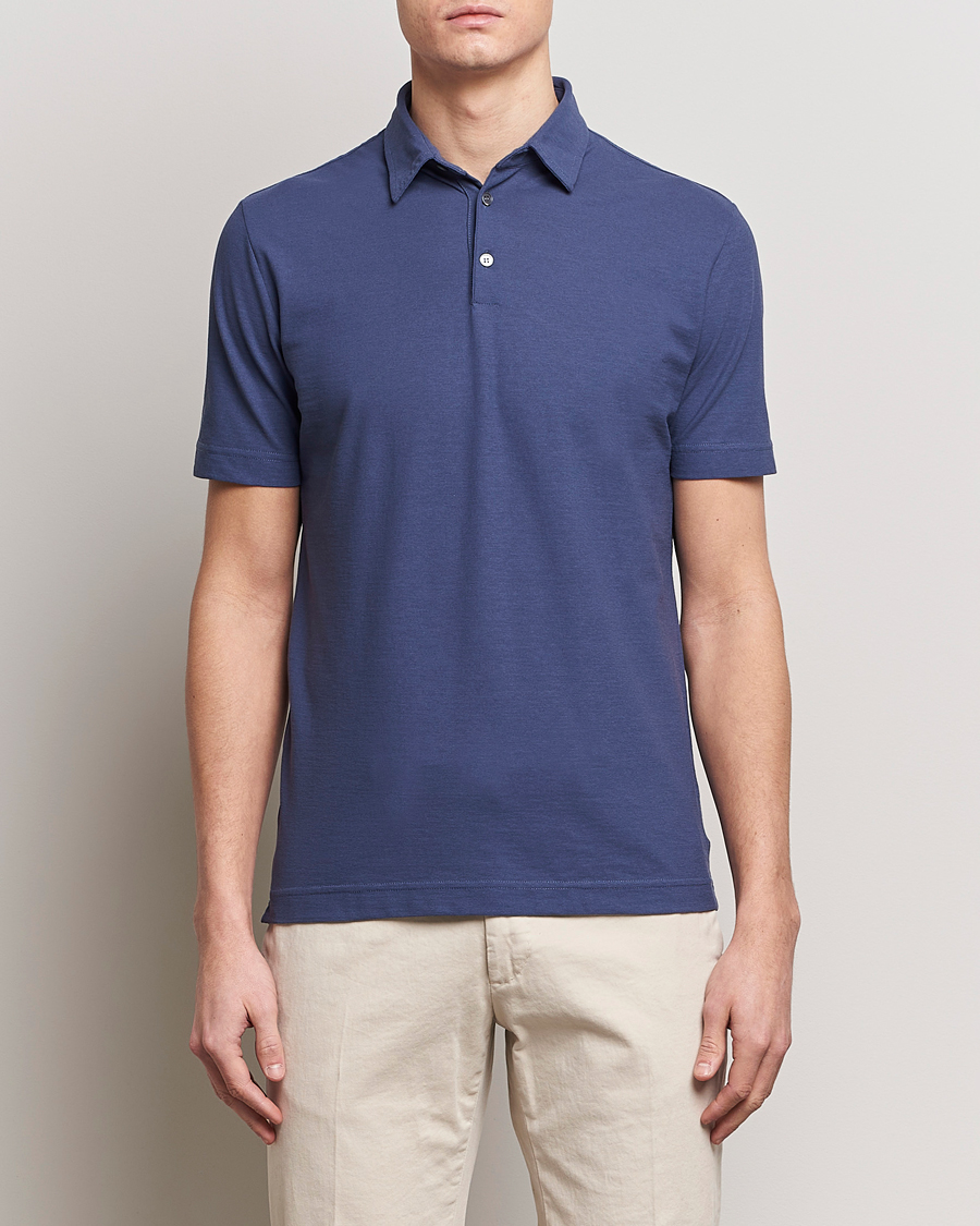 Herr | Italian Department | Zanone | Ice Cotton Polo Steel Blue