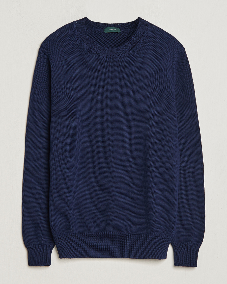 Herr | Tröjor | Zanone | Soft Cotton Crewneck Sweater Navy