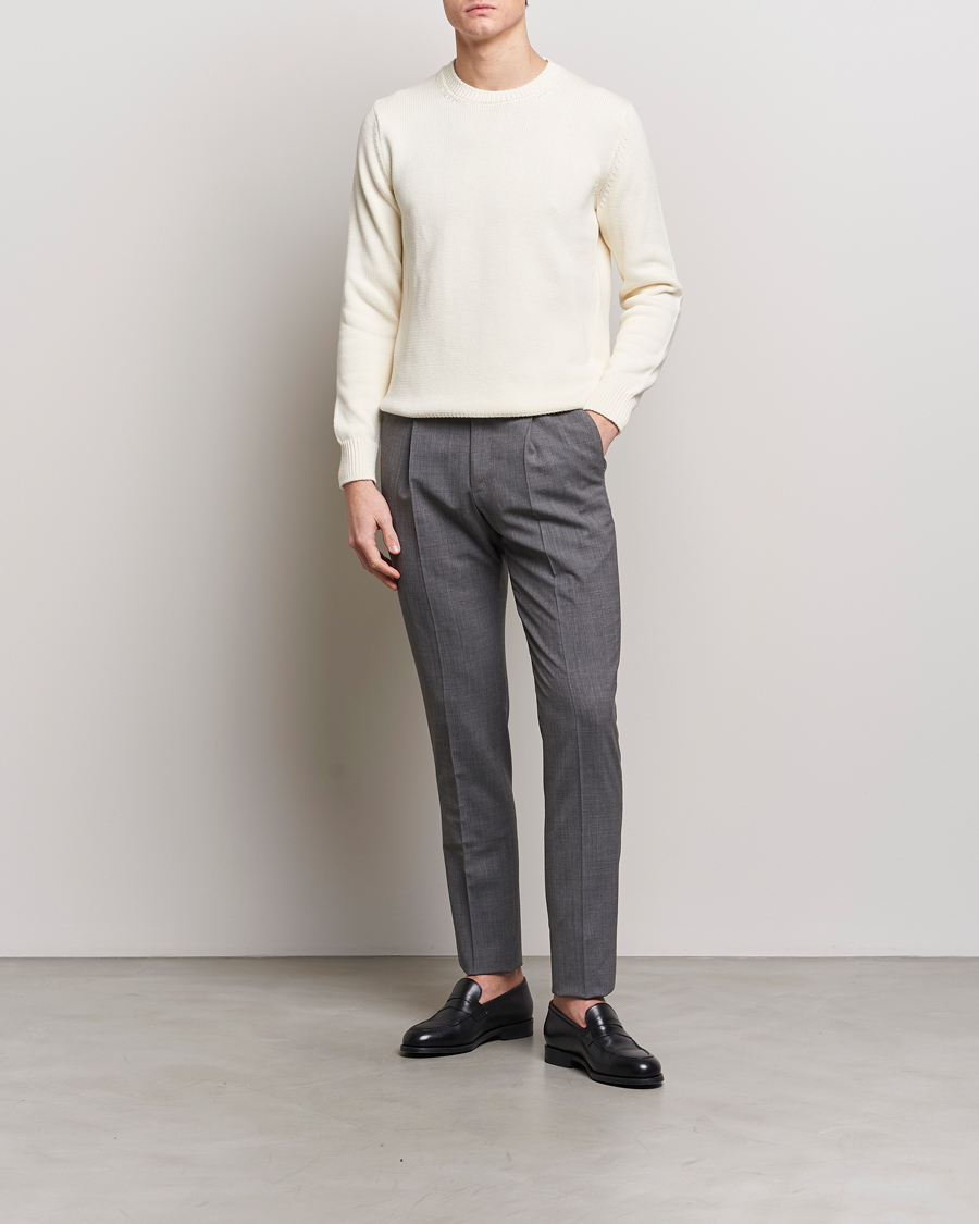 Herr | Tröjor | Zanone | Soft Cotton Crewneck Sweater Off White