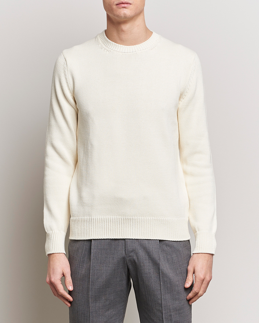 Herr | Italian Department | Zanone | Soft Cotton Crewneck Sweater Off White